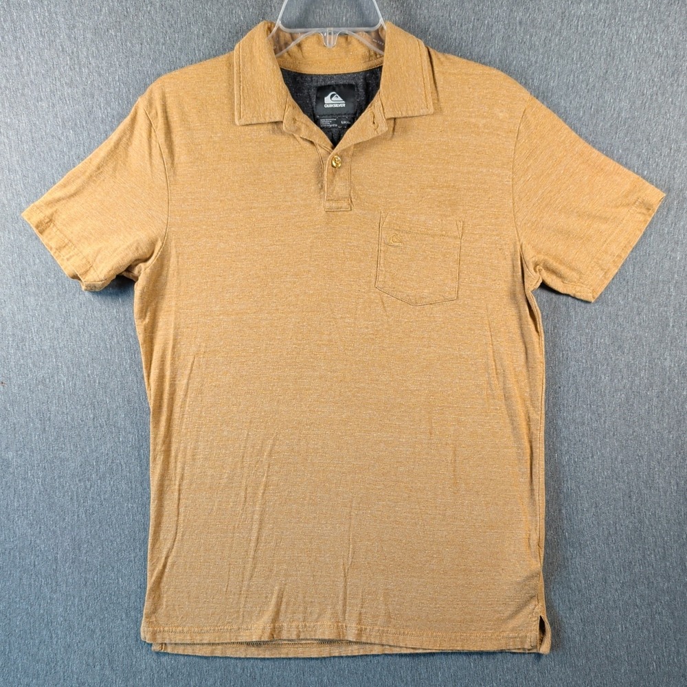 Quiksilver Polo Shirt Sz S Yellow Short Sleeve Casual Cotton Surf Surfing Skater